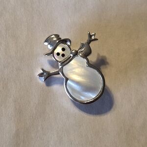 Silver-Tone Snowman Brooch